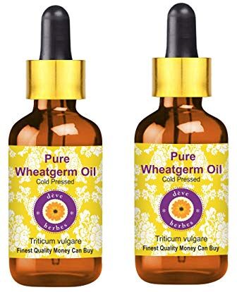 Deve Herbes Pure Wheatgerm Oil (Triticum volgare) con contagocce in vetro 100% naturale di grado terapeutico pressato a freddo per la cura della persona (confezione da due) 100 ml x 2 (6oz)