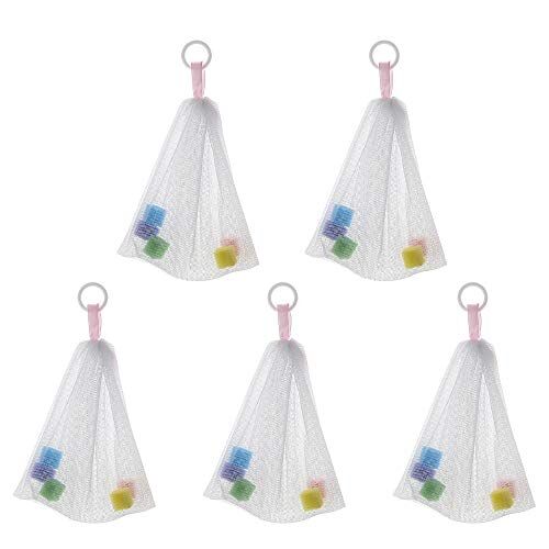 Omenluck 5Pcs Mesh Bubble Nets Saver Bag Spugna Schiuma Doccia Bolla Net Bagno Doccia Viso Lavaggio