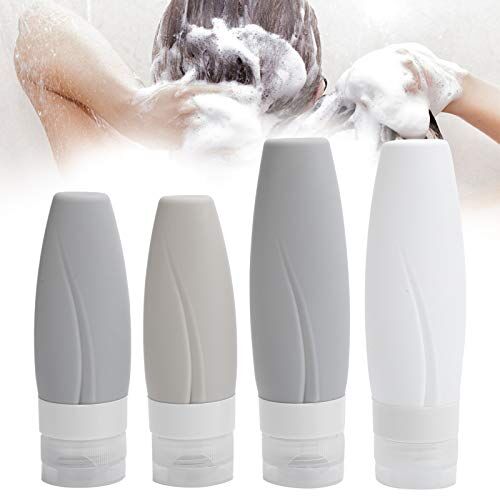 ZJchao Set di bottiglie vuote da viaggio 4Pcs Set di bottiglie da viaggio in silicone Set di articoli da toeletta per bottiglie di stoccaggio Contenitore liquido per gel doccia shampoo in silicone a tenuta s