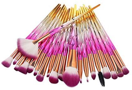 Nologo ASDHOI Spazzole di trucco Ombretto in polvere Fondotinta Correttore Blush labbro Cosmetics Make Up di bellezza della spazzola, 10Pcs / 20Pcs (Colore : 20Pcs Pink Yellow, Size : One Size)