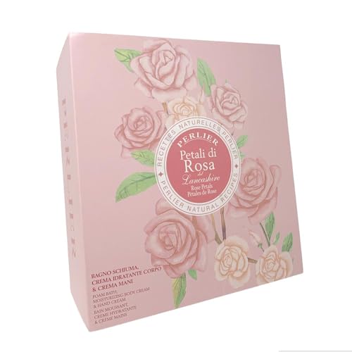 Perlier Petali di Rosa Cofanetto Bagno Schiuma + Crema Corpo + Crema Mani