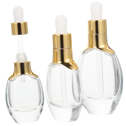 FRCOLOR 3 Set Flacone Contagocce In Vetro Con Coperchio In Bambù Fiale Di Vetro Bottiglia Contagocce Di Profumo Bottiglie Di Olio Essenziale Diffusore Di Oli Essenziali Terrario Fiala