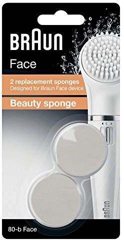 Procter & Gamble Braun 80-b Face Spugnetta di Bellezza per Stendere la Crema sulla Pelle, Set da 2 Pezzi di Ricambio per la Spazzola di Pulizia Braun Face