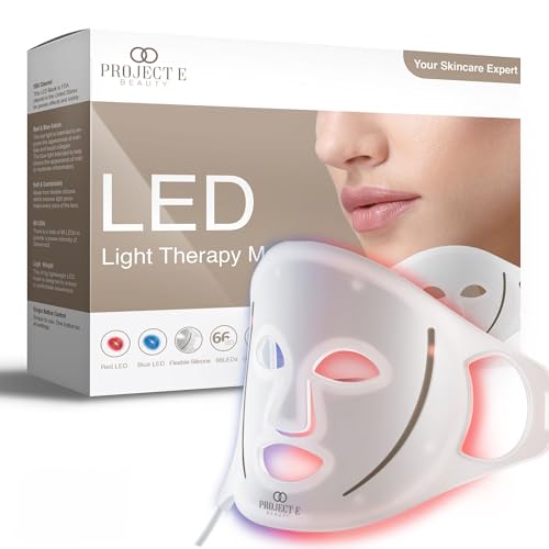 Pro-Ject Maschera per terapia della luce a LED   Maschera facciale in silicone Dispositivo per la cura della pelle di trattamento termale per la cura della pelle a luce blu rossa