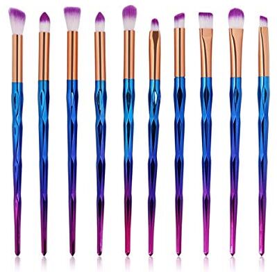 Nologo WSUH Pennelli trucco Set Strumenti di bellezza Eye Foundation ombra Blush fusione Contour cosmetici spazzola di trucco, 10-15Pcs (Colore : Purple 10Pcs, Size : One Size)