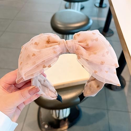 Generico Retro organza temperamento e vitalità doppio strato bowknot forcina d'amore che riduce l'età per uscire, piccoli accessori per capelli versatili e che mostrano il viso, carta F779A rosa