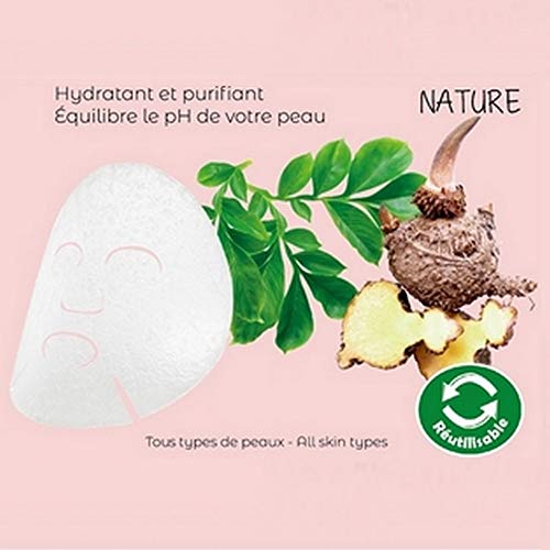 Sun Sia Maschera idratante in Konjac 100% naturale e riutilizzabile, per tutti i tipi di pelle, 25 x 22 cm