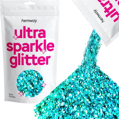 Hemway Extra Chunky glitter 100g 3,5 once cosmetici sicuri 1 millimetro Turchese olografico