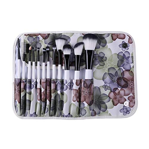 Nologo ASDHOI Pennelli trucco Kit Fondazione ombra gli occhi viso cosmetici Penne compone le spazzole con stampa del fiore sacchetto di immagazzinaggio, 12Pcs (Colore : As Show, Size : One Size)