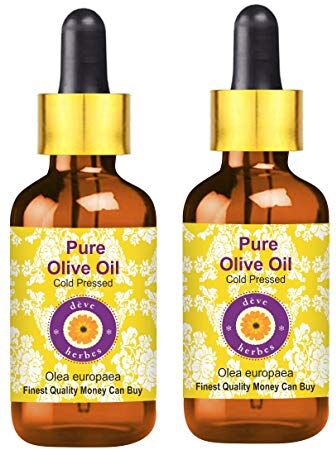 Deve Herbes Olio di oliva puro (Olea europaea) con contagocce in vetro, 100% naturale, terapeutico pressato a freddo, per la cura della persona, confezione da 2, 100 ml x 2 (6 oz)