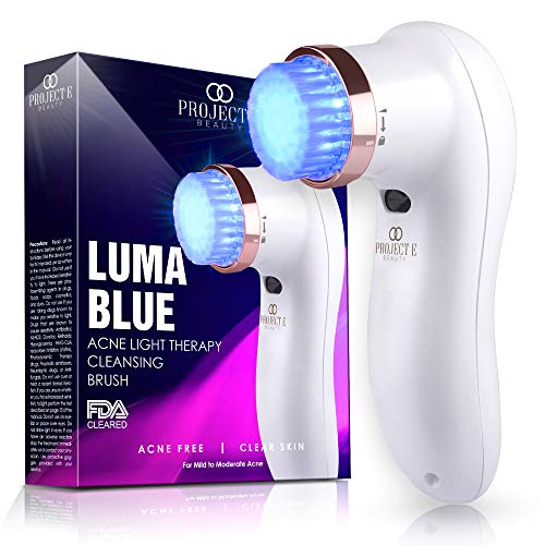 Pro-Ject Luma Blue   FDA Cleared 415nm Photon LED Terapia della luce Brufolo Spazzola per la pulizia Dispositivo facciale per il trattamento di rotazione a 360 °
