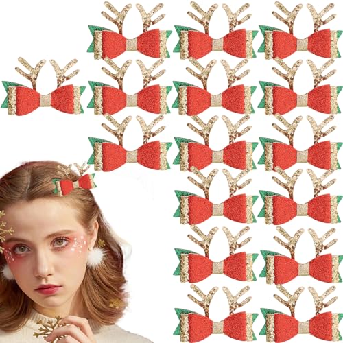 Kasmole 16 Pezzi Fermagli Natalizi Fermagli Per Capelli Con Corna Accessori Per Capelli Natalizi Mollette Per Capelli Natalizi Forcine Per Capelli Carine   Per Feste Natale, Feste In Maschera, Cosplay