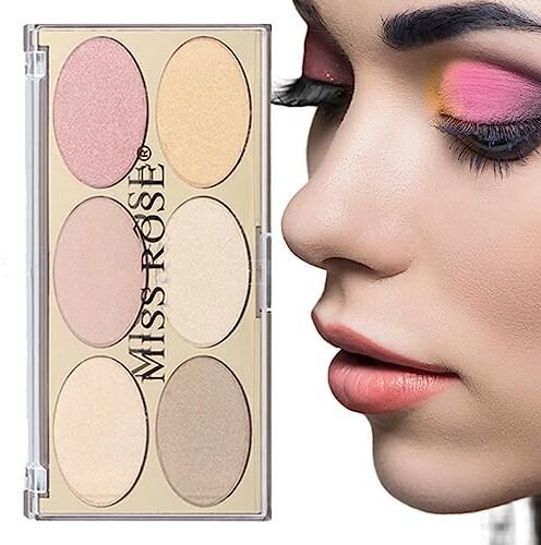 Generic Trucco illuminante Tavolozza di polveri illuminanti a 6 colori Beauty Pearl Trim High Light Contouring integrato per un aspetto luminoso