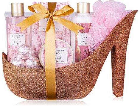 accentra A moment for you Set da bagno in una bella pompa glitterata, 9 pezzi, set di bellezza di lusso, set da doccia per un'esperienza rilassante SPA