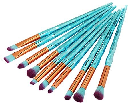 Nologo SDHF Bellezza Spazzole Tool Set/spazzole di trucco, ombra gli occhi Eyeliner Concealer Powder Tool Kit spazzola cosmetica viso Bellezza, Simbolo 10pz (Colore : Blu, Size : One Size)