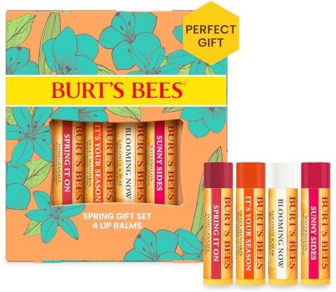 Burt's Bees Set Balsamo Labbra, Melograno, Cocco & Pera, Cocomero, Mandarino Dolce, Just Picked, 4 x 4.25 g