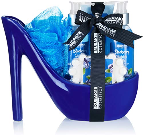 Brubaker Cosmetics Lusso Blueberry Set Bagno e Doccia Set 6 Pezzi Bagno e Doccia Set Regalo in Ceramica Blu Stiletto