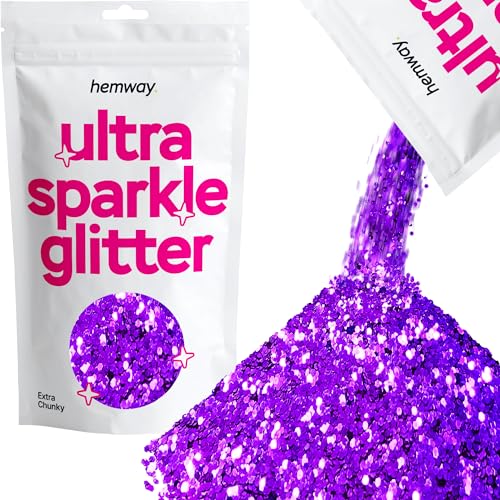 Hemway Extra 1 millimetro Chunky glitter 100g 3,5 once cosmetici sicuri 1/24" 0,04" Viola