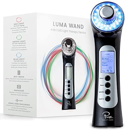 Pure Luma Bacchetta 4 in 1 per terapia della pelle con luce a LED per terapia agli ioni stimolazione delle onde massaggi Anti invecchiamento Solleva e rassoda le rughe della pelle