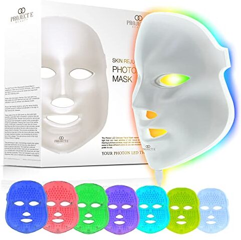 Pro-Ject Maschera LED a 7 colori di    Routine Anti-Età Viso   Rassodamento della Pelle   Calma l'Infiammazione   Riduce le Rughe   Illumina la Pelle   Aumenta il Collagene