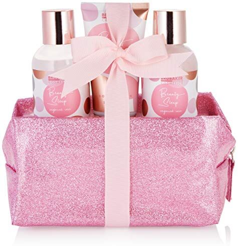 Brubaker Cosmetics Set Bagno e Doccia Beauty Sleep Sugared Rose Profumo Rosa Set Regalo in 4 Pezzi in Pratica Borsa Da Toilette Oro Rosa