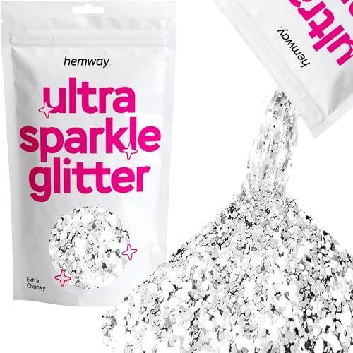 Hemway Extra 1 millimetro Chunky glitter 100g 3,5 once cosmetici sicuri 0.04" 1/24" Argento