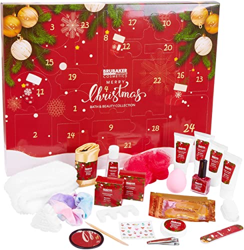 Brubaker Cosmetics Bellezza Calendario dell'Avvento 2023 il Calendario di Natale XXL Wellness per Donne e Ragazze 24 x Prodotti per la Cura del Corpo e Accessori Spa Rosso