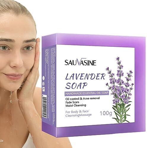 tacery 5 Pcs Sapone alla lavanda,Saponi da bagno per il corpo con oli essenziali di lavanda naturale idratante con profumo rilassante   Sapone fatto a mano per la pulizia profonda per una pelle liscia