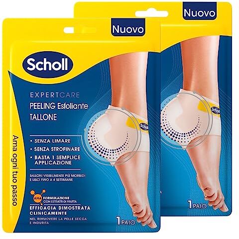 Scholl Expertcare Peeling Esfoliante Tallone per Pelle Secca e Indurita Trattamento Maschera Piedi con Estratti di Frutta 2 Confezioni da 1 Paio