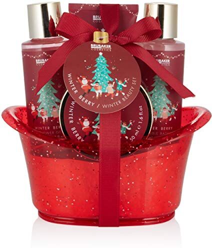 Brubaker Cosmetics Set Regalo per Bagno e Doccia Profumo di Frutti di Bosco Invernali Set 5 Pezzi per la Cura in Vasca Decorativa Natale Set Natalizio per Donne e Uomini