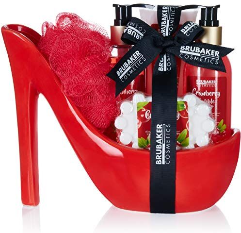 Brubaker Cosmetics Lusso Cranberry Set Bagno e Doccia Set 6 Pezzi Bagno e Doccia Set Regalo in Ceramica Rosso Stiletto