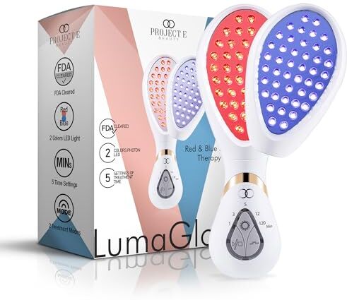 Pro-Ject LumaGlow Terapia a Luce LED Rossa e Blu di    Anti-Aging & Anti-Acne   Riduce le Rughe   Calma l'Infiammazione e la Pelle Sensibile   Utilizzo in Spa e a Casa