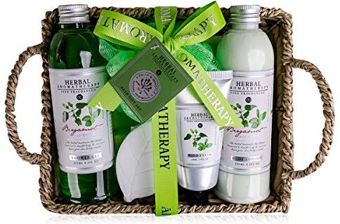 accentra Set regalo per il bagno Herbal Wellness e SPA di  nel cestino dell'erba marina, splendido set regalo da 6 pezzi per ogni occasione