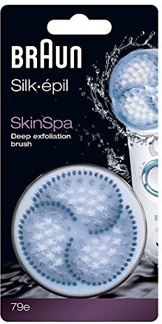 Braun Silk-épil Spa, Spazzola di Ricambio per Epilatore Viso Donna e Depilatore Donna, 3000 microvibrazioni, per  Silképil SkinSpa, Esfoliazione Impeccabile, SE79E Bianco e Azzurro