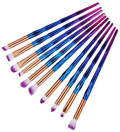 Nologo SNUIX Bellezza Spazzole Tool Set/spazzole di trucco, ombra gli occhi Eyeliner Concealer Powder Tool Kit spazzola cosmetica viso Bellezza, Simbolo 10pz (Colore : Purple, Size : One Size)