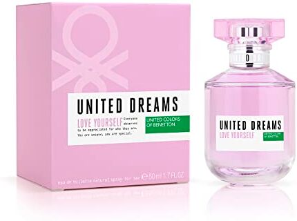 Benetton United Dreams Love Yourself, Eau de Toilette Spray per Donne, Fragranza Floreale Fruttata con Agrumi, Pera, Lampone, Rosa e Gelsomino , 50 ml