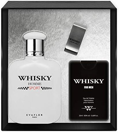 EVAFLORPARIS WHISKY SPORT Gift Box: Eau de Toilette 100 ml + Travel Perfume 20 ml + Money Clip, Set, Perfume Spray, Men Perfume,  520 g