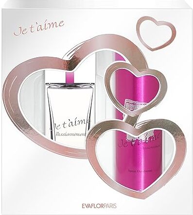 EVAFLORPARIS JE T'AIME Passionnément • Set regalo per donne • Eau de Parfum 100ml + Deodorante 150ml • Spray • Profumo donna • Regalo •