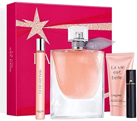 Lancome La vie est Belle Set 100 ml Eau de Parfum + 50 ml BL+10 ml Spray da viaggio + Hypnose 01 Mascara