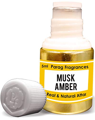 Parag fragrances Musk Amber Attar 5 ml (Alcohol Free Long Lasting Attar For Men o Religious Use) Tradizionale Bhapka Processed Attar/Made in India