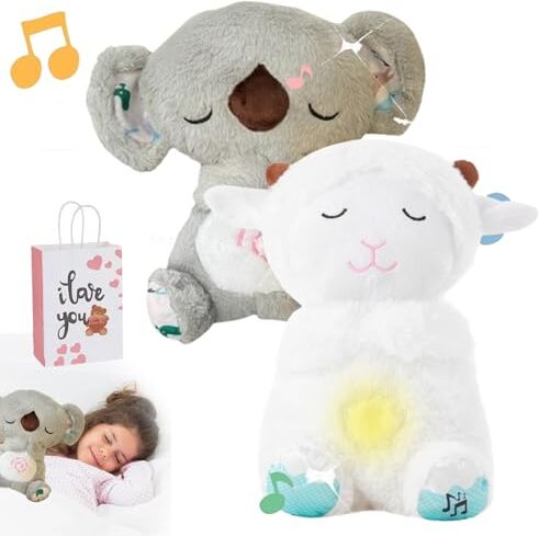 Camic Arrily Calming Otter, Soothing Koala, Anxiety Relief Koala, Breathing Otter Sleep Buddy, The Relief Koala Breathing, with Sensory Details Music Lights&Rhythmic Breathing Motion (2pcs-1)