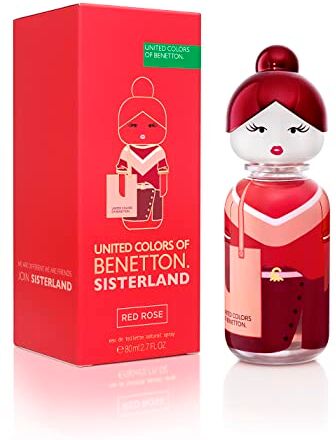 United , Sisterland Red Rose, Eau de Toilette Spray Donna, Fragranza Floreale Fruttata con Pompelmo, Pesca, Iris, Rosa, Vetiver e Pralina 80 ml