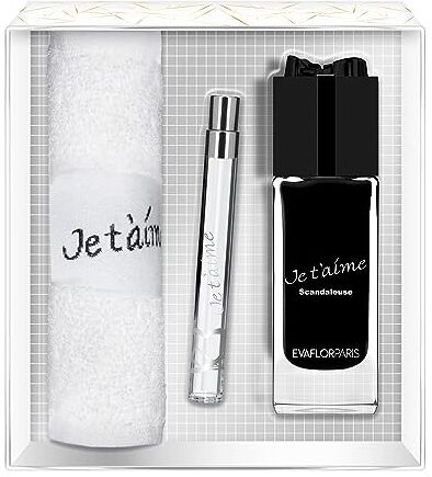 EVAFLORPARIS JE T'AIME SCANDALEUSE Gift Box: Eau de Parfum 100 ml + Pocket Atomizer 12 ml + Hand Towel, Set, Women Spray for Her, Women Perfume,  520 g