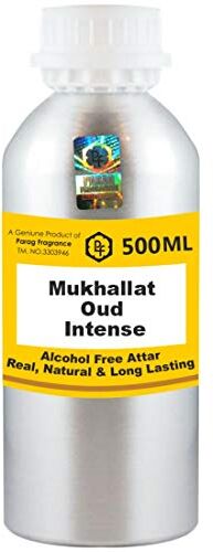 Parag fragrances Mukhallat Oud Intense Attar 500ml Confezione all'ingrosso Attar (Senza alcool, Long Lasting Attar per uomo Donna & Uso religioso) Worlds Best Attar   Itra   Fragranza   Profumo