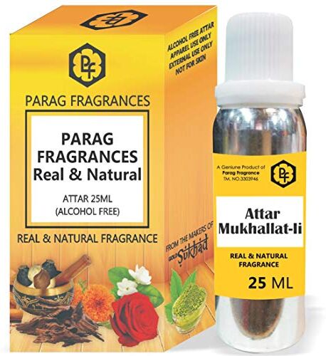 Parag fragrances Mukhallat-Ii Attar da 25 ml con bottiglia vuota fantasia (senza alcool, lunga durata, Attar naturale) disponibile anche in confezione da 50/100/200/500