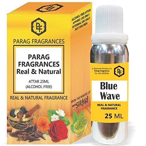 Parag fragrances 25 ml Blue Wave Attar con elegante bottiglia vuota (senza alcool, lunga durata, Attar naturale) Disponibile anche in 50/100/200/500