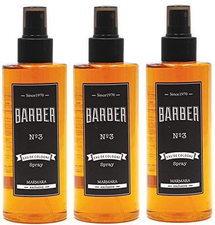 barber marmara No.3 Eau de Cologne Pump-spray da uomo (3 x 250 ml) After Shave Men – acqua profumata – acqua da barba – rinfresca – profumo da uomo – disinfettante alcool a 70° (3 x n. 3)