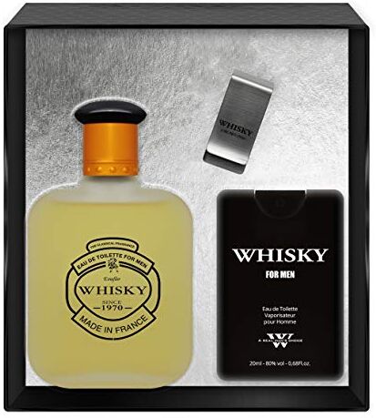 EVAFLORPARIS WHISKY FOR MEN Gift Box: Eau de Toilette 100 ml + Travel Perfume 20 ml + Money Clip, Set, Perfume Spray, Men Perfume,  520 g