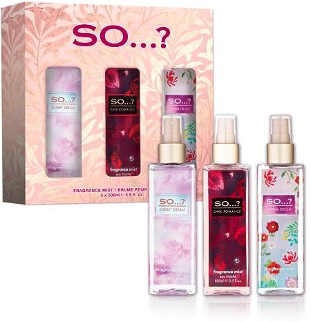 SO...? So…? Set regalo Collection Fragrance Mist, con Dark Romance, Floral Crush e Sorbet Dream, set di fragranze Body Mist (3x100 ml)