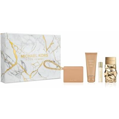 Michael Kors Pour Femme Eau de Parfum 100 ml Set regalo (contiene 100 ml EDP, 100 ml lozione per il corpo, 10 ml spray da viaggio e portafoglio di carte) Michael Kors Pour Femme Eau de Parfum 100 ml Set regalo (contiene 100 ml EDP, 100 ml lozione per il corpo, 10 ml spray da viaggio e portafoglio di carte)